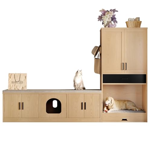 2-in-1-Haustiermöbel-Set – Multifunktionale Schrankbank und hohe Schubladenkommode mit Hundebett, Katzenbett, Kratzbaum, Futterstation und Aufbewahrung 2-in-1-Haustiermöbel-Set – Multifunktionale Schrankbank und hohe Schubladenkommode mit Hundebett, Katzenbett, Kratzbaum, Futterstation und Aufbewahrung von Generisch