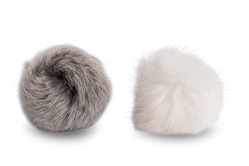 Fellefant 2 x Katzenspielzeug - Pompom Flausch Ball aus Hasenfell, Echtfell Weiß/Grau - Katzenspielzeug Ball Fellefant 2 x Katzenspielzeug - Pompom Flausch Ball aus Hasenfell, Echtfell Weiß/Grau - Katzenspielzeug Ball von Fellefant