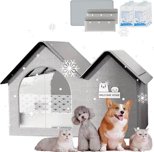 2025 New Air Conditioned Dog House, Air Conditioned Dog House, Pets Cooling House, with Removable Pad & 10 Ice Packs, Easy to Clean & Portable, for Small Medium Large Dogs (Gary,XL) von Generisch