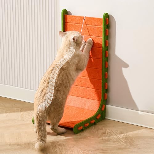 2025 Vertikaler Katzenkratzer - L-förmiges Filz-Kratzpad für Indoor-Katzen, langlebiges und sauberes Design mit stabilem Boden, wandmontierbarer Katzenkratzbaum zum Schutz von Möbeln (Orange) von Generisch