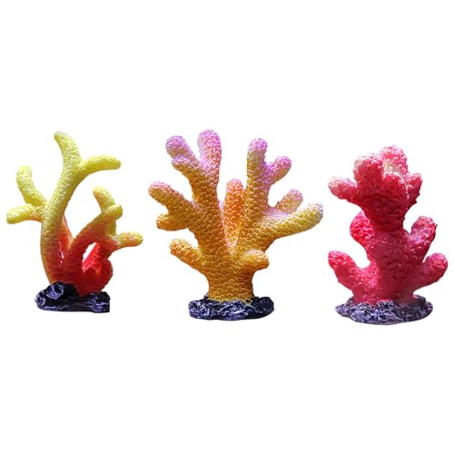 3 Stück dekorative Aquarium-Dekoration, realistische Kunstpflanze: künstliches Korallenharz, geruchloses Aquarium-Ornament von Generisch