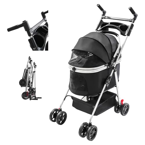 3 in 1 Hundewagen, Aluminium Transportbox Abnehmbar, Autositz Kompatibel, Leicht und Falbar für Kleine und Mittel Hunde Katzen, Kohleschwarz LH009 3 in 1 Hundewagen, Aluminium Transportbox Abnehmbar, Autositz Kompatibel, Leicht und Falbar für Kleine und Mittel Hunde Katzen, Kohleschwarz LH009 von Generisch