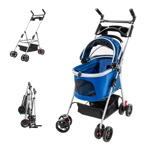 3 in 1 Hundewagen, Aluminium Transportbox Abnehmbar, Autositz Kompatibel, Leicht und Falbar für Kleine und Mittel Hunde Katzen, Navy Blau LH009 3 in 1 Hundewagen, Aluminium Transportbox Abnehmbar, Autositz Kompatibel, Leicht und Falbar für Kleine und Mittel Hunde Katzen, Navy Blau LH009 von Generisch
