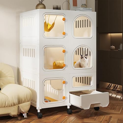 3-stöckiges großes DIY-Katzengehege mit Katzenklo - Indoor Katzenkäfige für verspielte Kätzchen, inklusive Hängematte und Spielspielzeug, einfach zu montieren und zu reinigen 3-stöckiges großes DIY-Katzengehege mit Katzenklo - Indoor Katzenkäfige für verspielte Kätzchen, inklusive Hängematte und Spielspielzeug, einfach zu montieren und zu reinigen von Generisch