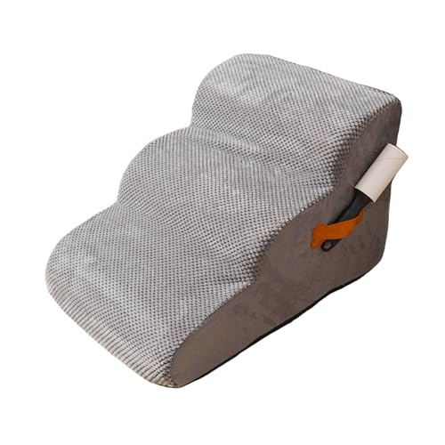 3-stufige Hundetreppe (35 cm hoch) – Extrabreit mit 30D-Schaumstoff & waschbarem Bezug – Anti-Rutsch-Sohle für Sofa/Bett/Auto – Ideal für kleine Hunde (Grau, 40 x 55 x 35 cm, 3) von Generisch