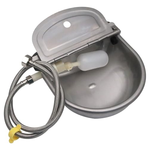304 Edelstahl Automatische Nutztier-Trinkschale mit Schwimmerventil und 80 cm Wasserschlauch für effiziente Versorgung Bauernhofgebrauch Rinder Pferde Schafe Ziegen Schweine von Generisch