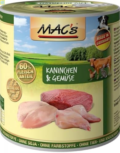 6 Dosen Macs Dog Hundefutter je 800 g (Kaninchen, Rind & Gemüse) von Generisch