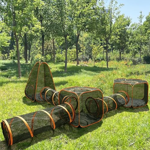 6 in 1 Outdoor Katzengehege Outdoor Indoor Katzengehege Laufstall Spielhaus für draußen mit Tasche Geschlossene Terrasse Balkon Hof Spielgehege Kätzchen Kleiner Hund Welpe Kaninchen von Generisch