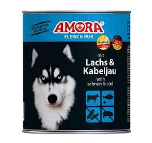 6 x Amora Dog Fleisch Pur Lachs & Kabeljau 400g von Generisch