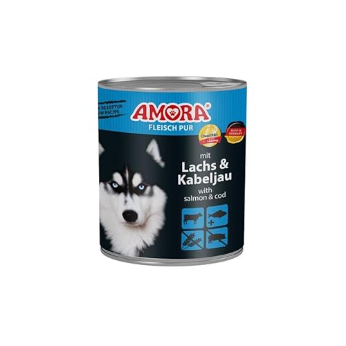 6 x Amora Dog Fleisch Pur Lachs & Kabeljau 800g von Generisch