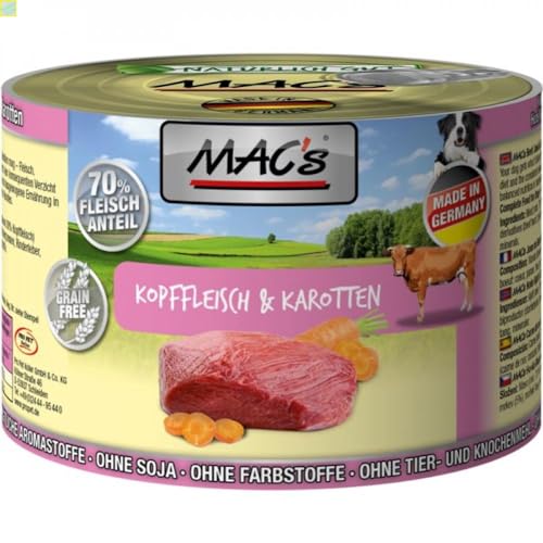6 x MACs Dog Kopffleisch & Karotten 200g von Generisch