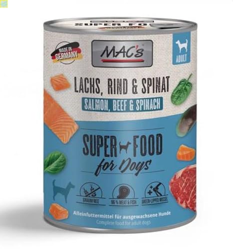 6 x MACs Dog Lachs, Rind & Spinat 400g von Generisch