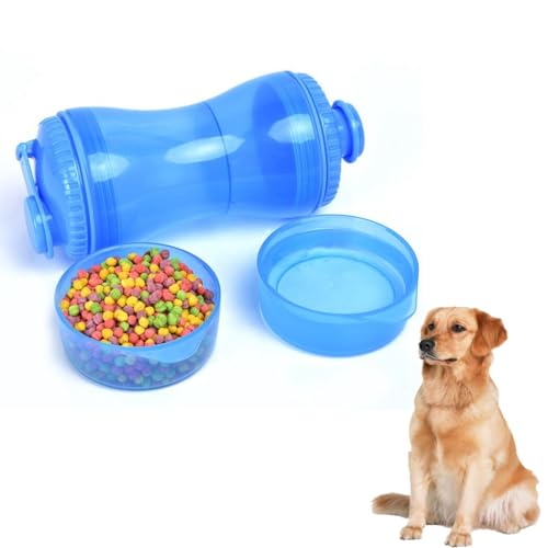 Abnehmbare einfarbige Haustier-Wasserflasche mit tragbarem Futterbecher für Katzen und Welpen von Generisch
