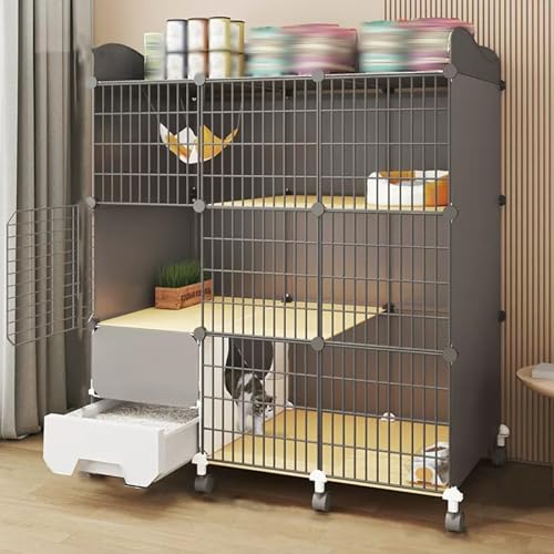 Abnehmbarer Katzenkäfig aus Metalldraht mit integrierter Katzentoilette, 360 ° C Rollen für einfache Mobilität, inklusive Kletterleiter für Indoor-Haustier-Laufstall Abnehmbarer Katzenkäfig aus Metalldraht mit integrierter Katzentoilette, 360 ° C Rollen für einfache Mobilität, inklusive Kletterleiter für Indoor-Haustier-Laufstall von Generisch