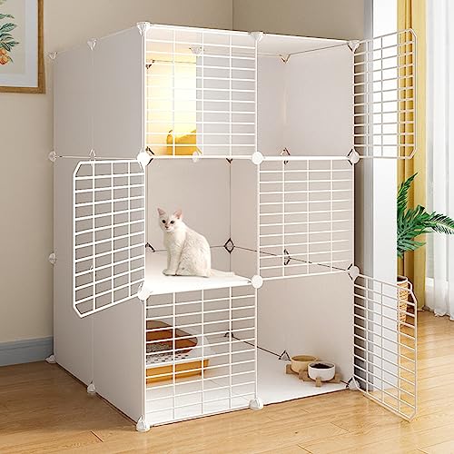 Abnehmbarer Katzenkäfig & Laufstall für den Innenbereich – Kätzchengehege aus Metall, vielseitige Katzenvilla für Kleintiere, DIY montierte Katzenkiste (Schwarz, 69,8 cm L x 45 cm B x 69,8 cm H) von Generisch