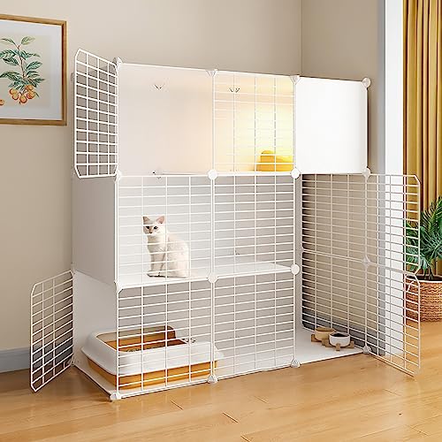 Abnehmbarer Katzenkäfig und Laufstall für den Innenbereich – schwarze Metallhüttenvilla für Kleintiere, selbst montierte Kiste, 69,8 cm L x 45 cm B x 69,8 cm H von Generisch