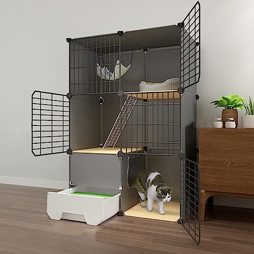 Abnehmbarer großer Metall-Katzenkäfig für Haustiere, großer Indoor-Katzenkäfig mit Katzentoilette, Katzentoilette, stabile Bodenplattform, zusammenklappbares Katzenhaus für 1–3 Katzen Abnehmbarer großer Metall-Katzenkäfig für Haustiere, großer Indoor-Katzenkäfig mit Katzentoilette, Katzentoilette, stabile Bodenplattform, zusammenklappbares Katzenhaus für 1–3 Katzen von Generisch