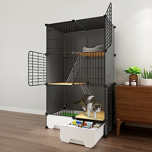 Abnehmbarer großer Metall-Katzenkäfig für Haustiere, großer Katzenkäfig für den Innenbereich mit Katzentoilette, Katzentoilette, stabile Bodenplattform, zusammenklappbares Katzenhaus für 1–3 Katzen Abnehmbarer großer Metall-Katzenkäfig für Haustiere, großer Katzenkäfig für den Innenbereich mit Katzentoilette, Katzentoilette, stabile Bodenplattform, zusammenklappbares Katzenhaus für 1–3 Katzen von Generisch