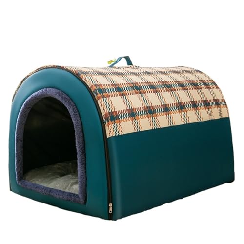 Abnehmbares warmes Hundehaus, waschbares Haustierbett für große und mittelgroße Hunde, tragbar, Punktemuster, Blumenhaus, Schlafbett (3, L) von Generisch