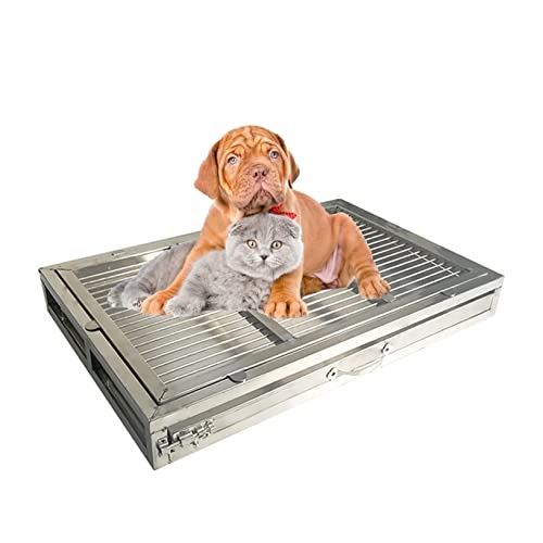 Abschließbarer Töpfchentrainer für Hunde – Edelstahl Indoor/Outdoor WC-Padhalter, leicht zu reinigende Hauseinbruch-Tablett, Bodenschutz, 304 SUS von Generisch