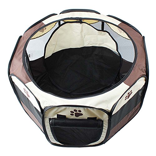 Achtkantige Klappbare Haustierbox, XXL Spielgehege für Hunde/Katzen (73x73x43cm), Atmungsaktives Netz, 5KG Belastbar, Zusammenklappbar auf 43x32cm - Spielhaus, Transportbox & Ruhezone von Generisch