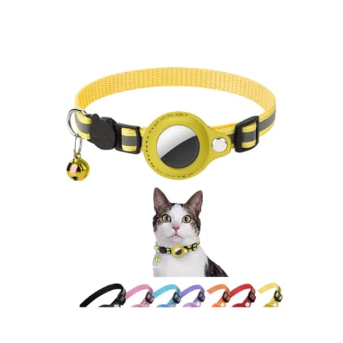 Airtag-Katzen-Halsband, kompatibel mit Apple Airtag, Sicherheitsschnalle, Anti-Drosselung (Gelb) von Generisch