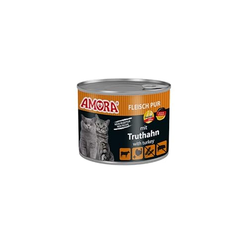 Amora Fleisch Pur Adult 6x200g | Katzenfutter aus Deutschland | auch als Probier- und Mixpaket erhältlich | Getreidefreies Futter mit hohem Fleischanteil (Truthahn) von Generisch