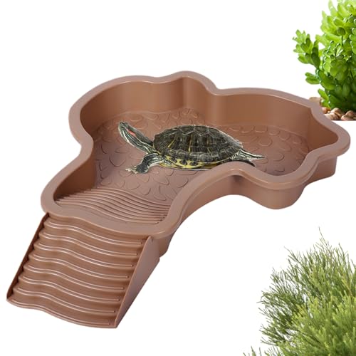Amphibienbades Gericht - Turtle Pool Feeder, Haustierwasserbehälter | Leiter -Einstiegsplattform, Reptilienaquariumdekoration, dekorativer Topf für das Klettern von Haustieren, lang anhaltende Terrari von Generisch