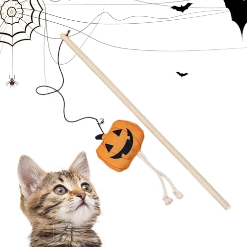 Angelrute Katzen Spielzeug - Halloween Katzenangel Mit Glöckchen,Spielzeug Für Hauskatzen Zu Weihnachten Geburtstag Halloween von Generisch