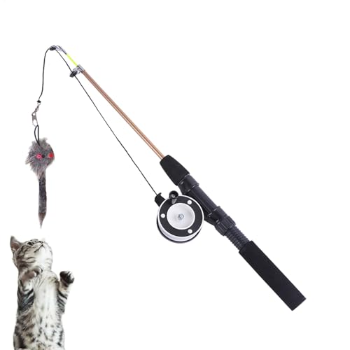 Angelrute Katzenspielzeug,Katzenangel | Einziehbares Katzen-Angelrute-Teaser-Spielzeug - 2-teiliges interaktives Katzenspielzeug zur Bereicherung der Katze und Heimdekoration, Federspielzeug für Katze Angelrute Katzenspielzeug,Katzenangel | Einziehbares Katzen-Angelrute-Teaser-Spielzeug - 2-teiliges interaktives Katzenspielzeug zur Bereicherung der Katze und Heimdekoration, Federspielzeug für Katze von Generisch