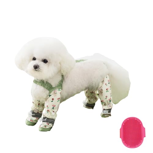 Anti-Staub-Hose für Haustiere, Anti-Schmutz-Hose für Hunde und Katzen, Hundeschuhe, Pfotenschutz, Outdoor-Schutz, staubdichte Stiefel, verstellbare, rutschfeste Wanderstiefel (Grün, L) von Generisch