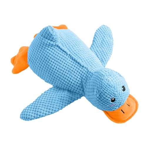 Anti Stress Ente für Hunde Hundespielzeug Ente Quietschendes Plüschtier Niedliches Beruhigendes Spielzeug für Welpen und Hunde Interaktive Kuscheltiere (Blau, L) von Generisch