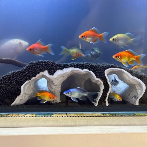 Aquarium-Dekoration, 3D-gedruckter natürlicher Tunnel, Pleco-Höhle, Fischversteck Dekor für Buntbarsch, Clownschmerle und Kuhli-Schlechtentank (Weiß, S) von Generisch