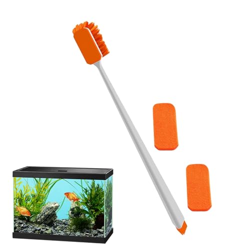 Aquarium-Reinigungswerkzeuge – mit langem Griff, Reinigungswerkzeug | Aquariumbürsten mit zwei Ersatz-Baumwolle, tiefe Reinigungsbürsten für Glasaquarien von Generisch