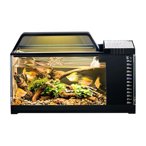 Aquarium Set,Fischbecken Mit LED -Beleuchtung & Wasserpumpe | Intelligentes Kleinaquarium Mit Leiser Pumpe & Temperaturüberwachung Für Kampffische, Guppys Und Aquarium Set,Fischbecken Mit LED -Beleuchtung & Wasserpumpe | Intelligentes Kleinaquarium Mit Leiser Pumpe & Temperaturüberwachung Für Kampffische, Guppys Und von Generisch