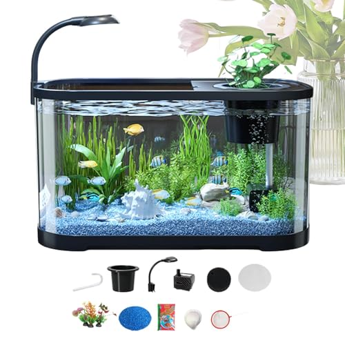 Aquarium Starter Set,Betta Fischbecken Für Einsteiger - Dekoratives Becken Für Wasserschildkröten Und Kleine Fische, Aquarium Mit Modernem Design Aquarium Starter Set,Betta Fischbecken Für Einsteiger - Dekoratives Becken Für Wasserschildkröten Und Kleine Fische, Aquarium Mit Modernem Design von Generisch
