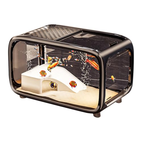 Aquarium-Tank – Mini-Aquarium-Starter-Set, wiederverwendbares Glas-Aquarium, Schreibtisch-Fischschale, Schildkrötenbecken mit Kletterdekor, transparente Acryl-Wassertier-Behälterschale für von Generisch