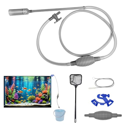 Aquarium-Wasserwechsel-Reiniger-Set, 2,6 m, manuelle Vakuum-Siphon-Pumpe, Wasserabtropfer, Wechsler, Kiesreiniger mit verstellbarem Ausflussventil von Generisch