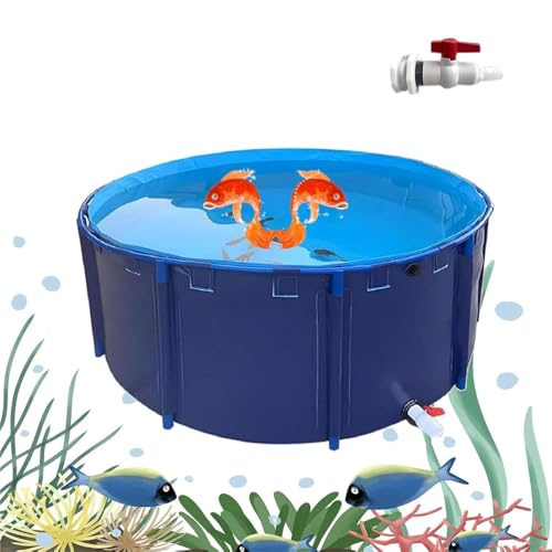 Aquariumbecken für Salzwasserfische Multifunktional Aquariumbecken aus PVC-Canvas Tragbar Eigenständiger Teich mit Ablassventil Zum Schwimmen mit Koi-Fischen und Schildkröten von Generisch