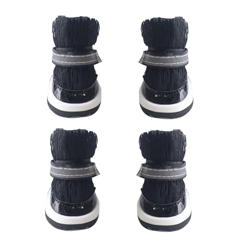 Atmungsaktive Hundeschuhe - Hitzebeständige Welpenstiefel,4 Paar Hundeschuhe für Camping Sommer Outdoor Wandern Spazieren von Generisch