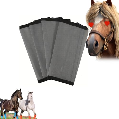 Atmungsaktive Mesh-Fliegenschutz-Leggings FüR Pferde, ReißFeste, Bissfeste Fliegengamaschen, rutschfeste Schutzgamaschen FüR Pferde, Verstellbar Und Universell FüR Weide Und Stall Geeignet,Grey von Generisch