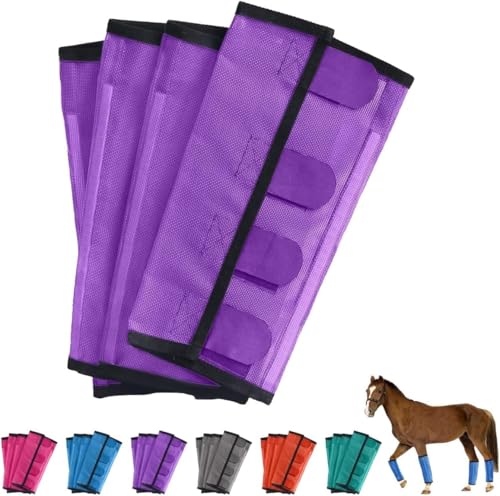 Atmungsaktive Mesh-Leggings Zum Fliegenschutz FüR Pferde,Bequeme Pony-Leggings,Bissfeste Fliegenstiefel FüR Pferde,4er-Set,Bequemer,ReißFester Beinschutz Zum Anbehalten,Verstellbar Und Universell von Generisch