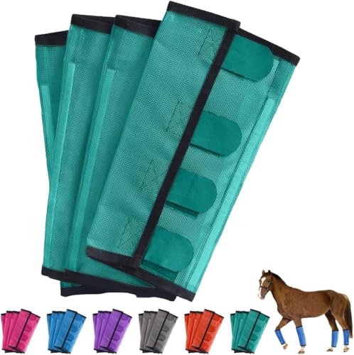 Atmungsaktive Mesh-Leggings Zum Fliegenschutz FüR Pferde,Bequeme Pony-Leggings,Bissfeste Fliegenstiefel FüR Pferde,4er-Set,Bequemer,ReißFester Beinschutz Zum Anbehalten,Verstellbar Und Universell von Generisch