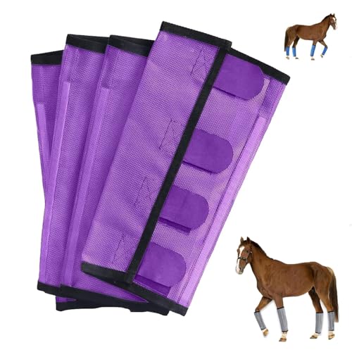 Atmungsaktive Netz-Leggings für Pferde, fliegensicher, bissfest, Fliegenstiefel, 4er-Set, Schutzausrüstung, Legging, Beine, rutschfeste Bandagen (lila) von Generisch