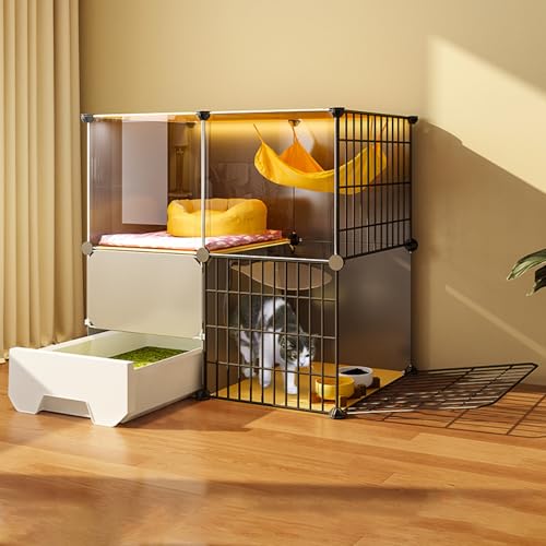 Generisch Außenkatzengehege für Hauskatzen, Katzenkäfig mit Katzentoilette, Zusammenklappbarer Haustierkäfig, Katzenkäfig für Haustierwelpen, Frettchen, Igel, Einfach zu Montierende Katzentoilette Generisch Außenkatzengehege für Hauskatzen, Katzenkäfig mit Katzentoilette, Zusammenklappbarer Haustierkäfig, Katzenkäfig für Haustierwelpen, Frettchen, Igel, Einfach zu Montierende Katzentoilette von Generisch