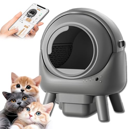 Automatic Litter Box,Self Cleaning Open Top Automatic Cat Litter Box,App Control,Odor-Free Waste Disposal,2.4G WiFi,8L Large Capacity,Free Your Hands - Stop Being a Cat Slave (Gray) von Generisch