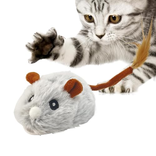 Automatisch quietschendes Katzenspielzeug, automatische Mäusekatze Spielzeug,USB -Ladung weicher Gummi -Reifen -Plüsch -Mäuse - Elektronisches quietschendes Tierspielzeug, interaktiv von Generisch