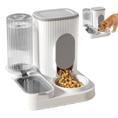 Automatische Haustierfutterautomatin, Auto Cat Cat Feeder - Automatische Feeder -Katze Trockenfutter - 2 in 1 Haustierbedarf, große abnehmbare Lebensmittelschale, Wasserschale für Welpenkätzchentiere von Generisch