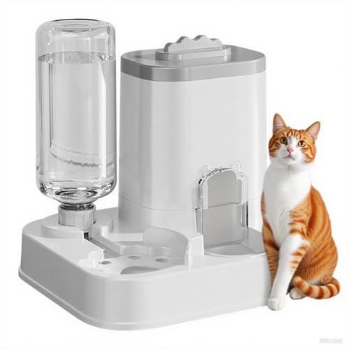 Automatischer 2-in-1-Futterspender für Haustiere, modernes Schwerkraft-Futterspender-Set für Katzen, Hunde, sichtbare Nass- und Trockenfutter-Futterstation mit Wasserfilter, 1–10 l verstellbare von Generisch