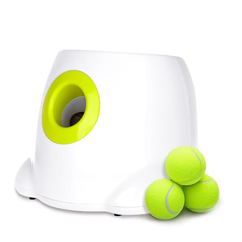 Automatischer Ballwerfer für Hunde, professioneller Tennisballwerfer für Border Collies und aktive Rassen (Energieverbrennungsübung) (Weiß, Medium) von Generisch